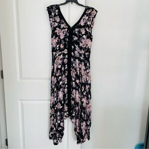 Lola P. Black Lace Floral High Low Maxi Dress Size S